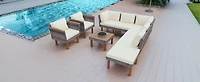 Streamdale 9-Piece Patio Furniture Set with Pe Wicker and Acacia Wood