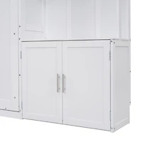 Full Size Murphy Bed with Multiple Storage Shelves and A Cabinet, White