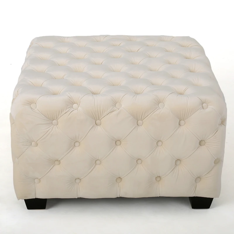 Streamdale Modern Glam Velvet Ottoman with Button-Tufted Diamond Stitch