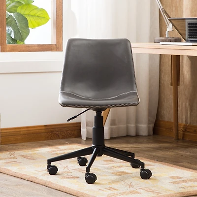 Simplie Fun Faux Leather 360 Swivel Air Lift Office Chair, Antique Gray