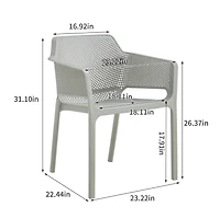 Streamdale 3 piece plastic arm chair Bistro Grs Premium Ocean Plastic, Light grey