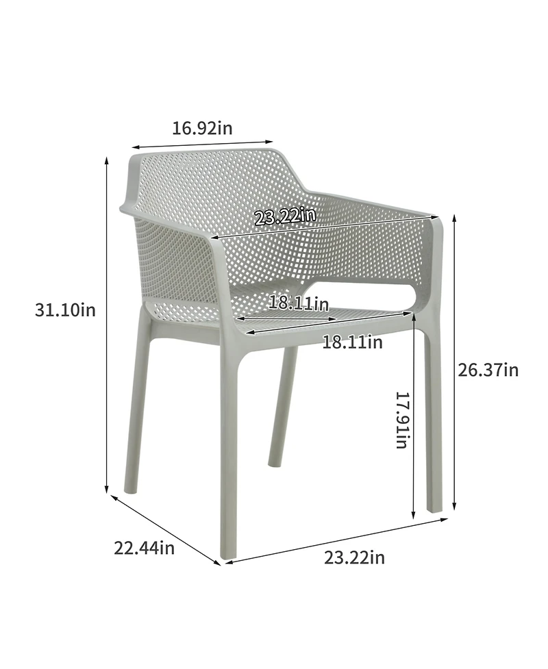 Streamdale 3 piece plastic arm chair Bistro Grs Premium Ocean Plastic, Light grey