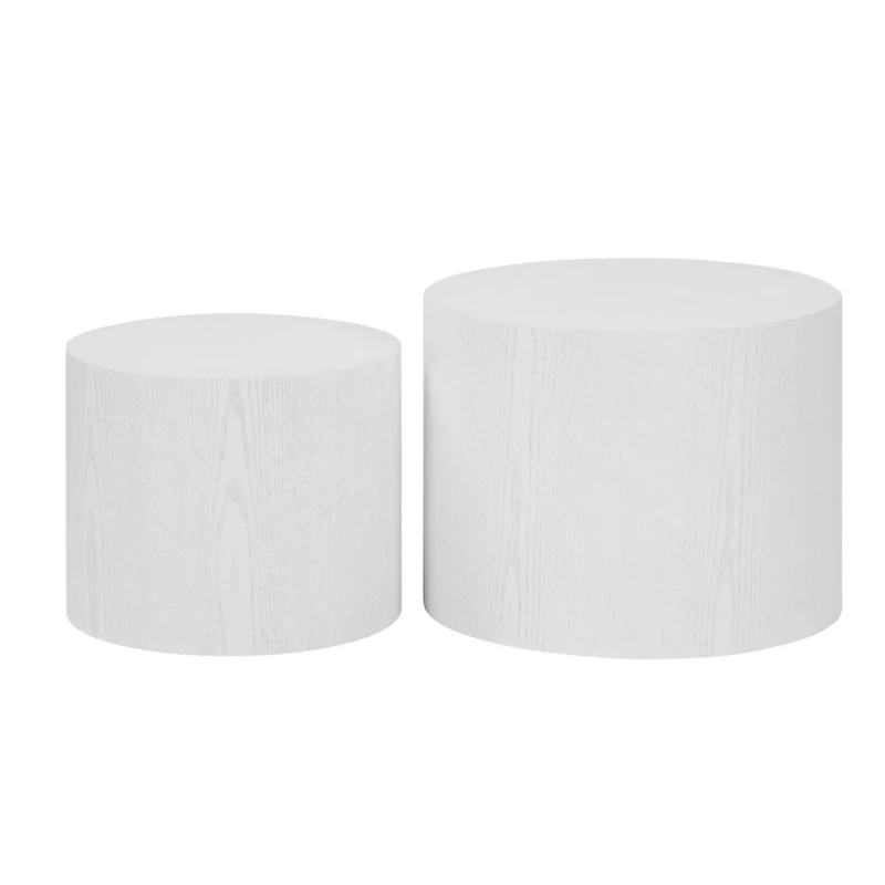 Simplie Fun Mdf Side/Coffee/End Table Set of 2 with Veneer (White)