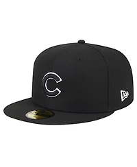 New Era Men's Black Chicago Cubs Logo 59FIFTY Fitted Hat