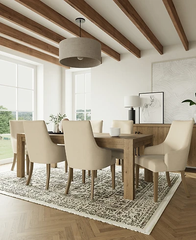 7pc Dining Set (Davie Rectangular Table & 6 Nelin Chairs)