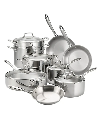 Tramontina TriPly Clad Stainless Steel Glass Lid 14 Pc Cookware Set