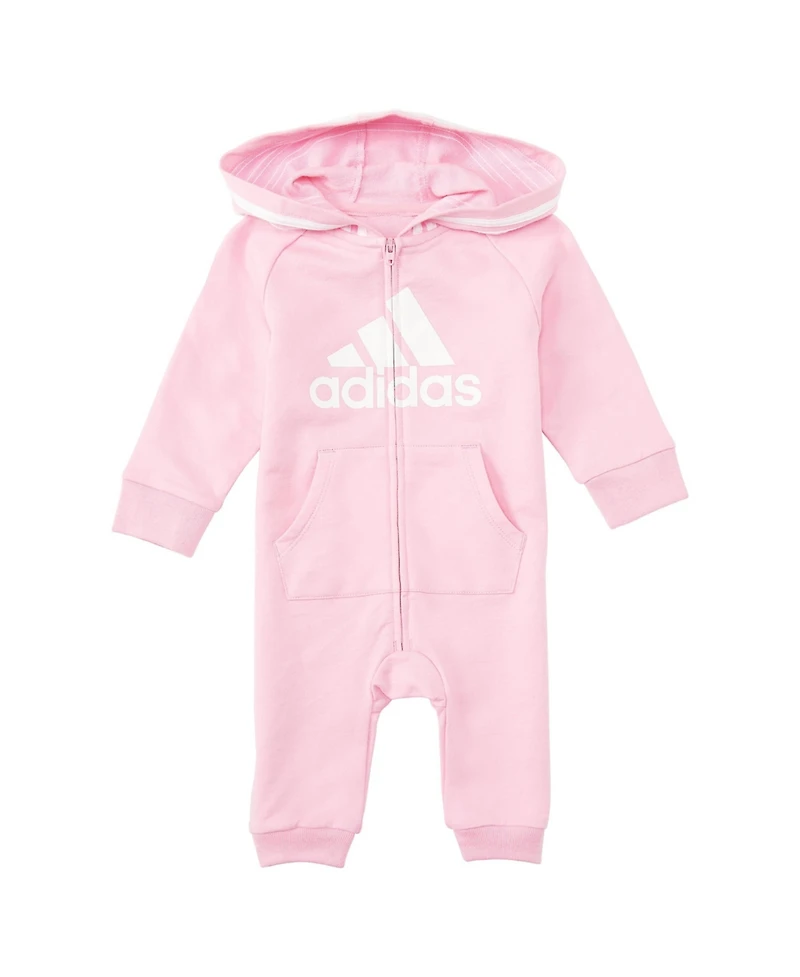 adidas Baby Girls Long Sleeve Hooded Coveralls
