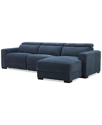 Nevio 3-Pc. Fabric Power Headrest Sectional and Chaise with 2 Motion Chairs