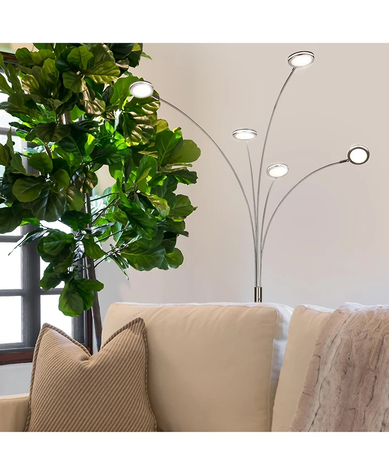 Orion 74" Led Tree Arc Floor Lamp with 5 Adjustable Arms