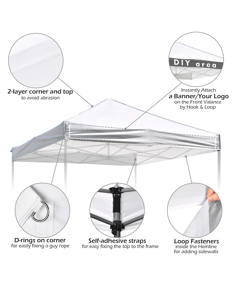 InstaHibit 10x10 Ft Pop up Canopy Top with 4 Sand Weight Bags Outdoor Camping