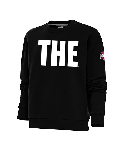 Antigua Women's Black Ohio State Buckeyes Victory The Crewneck Pullover Sweatshirt