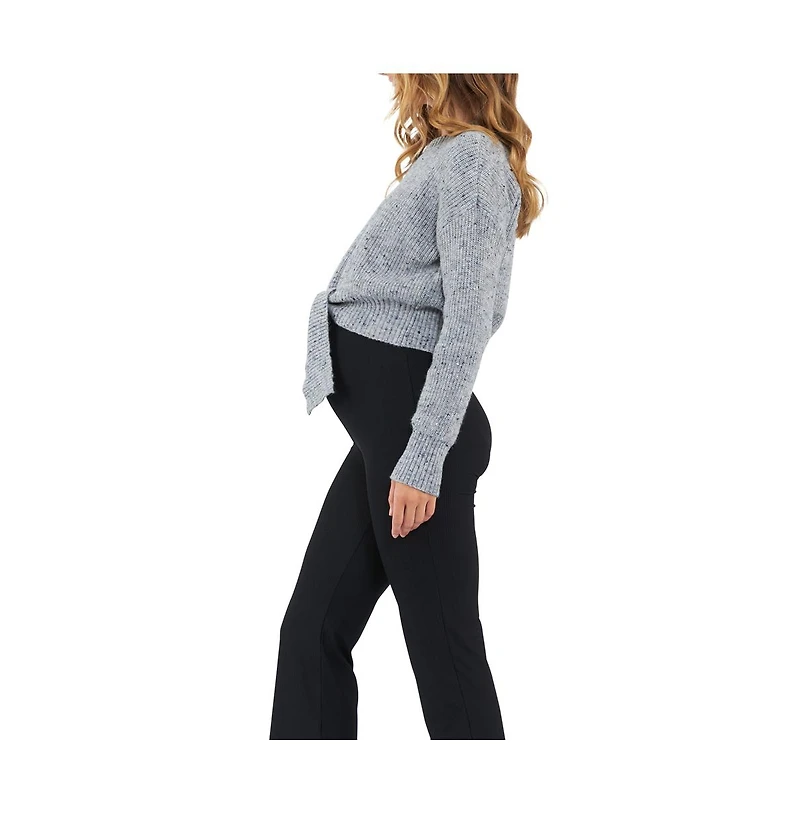 Ripe Maternity Maternity Bonnie Tie Front Knit Jumper in Grey Marle