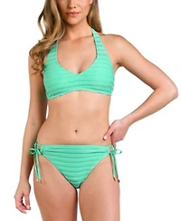 La Blanca Womens Fluid Lines Halter Bikini Top Bottoms