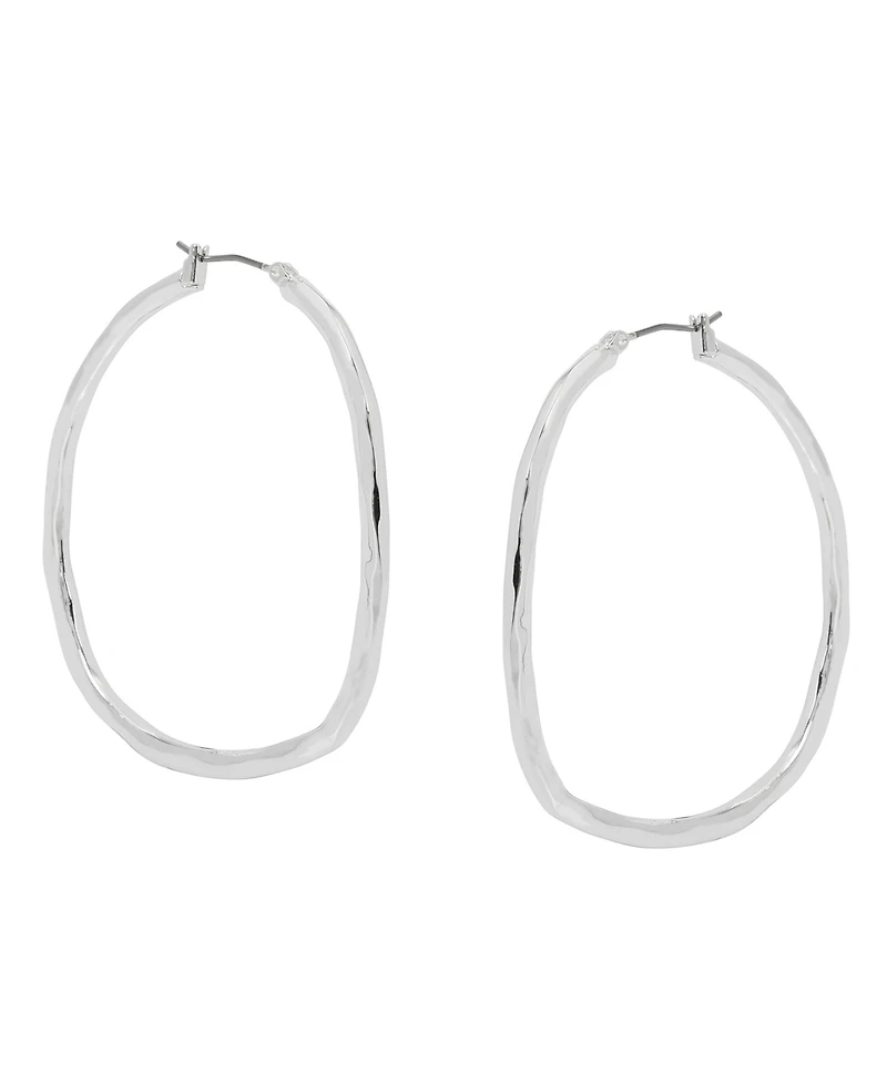 Robert Lee Morris Soho Silver Sculpted Hoop Earrings