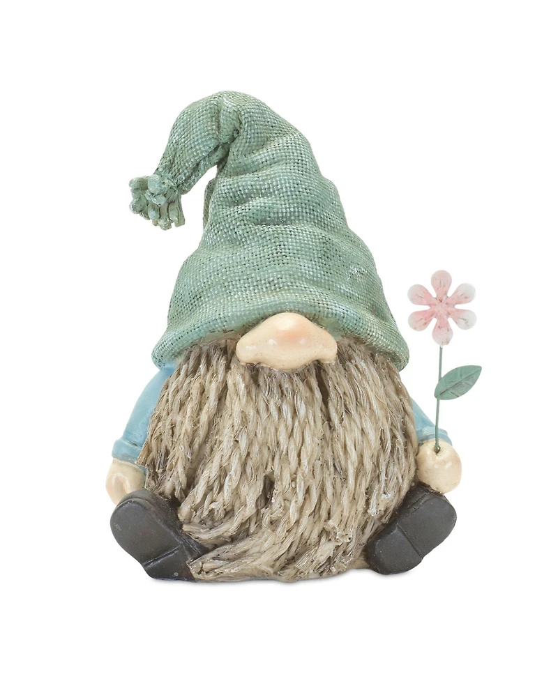 Slickblue Stone Garden Gnome Figurine With Flower Stem Accent (Set of 4)
