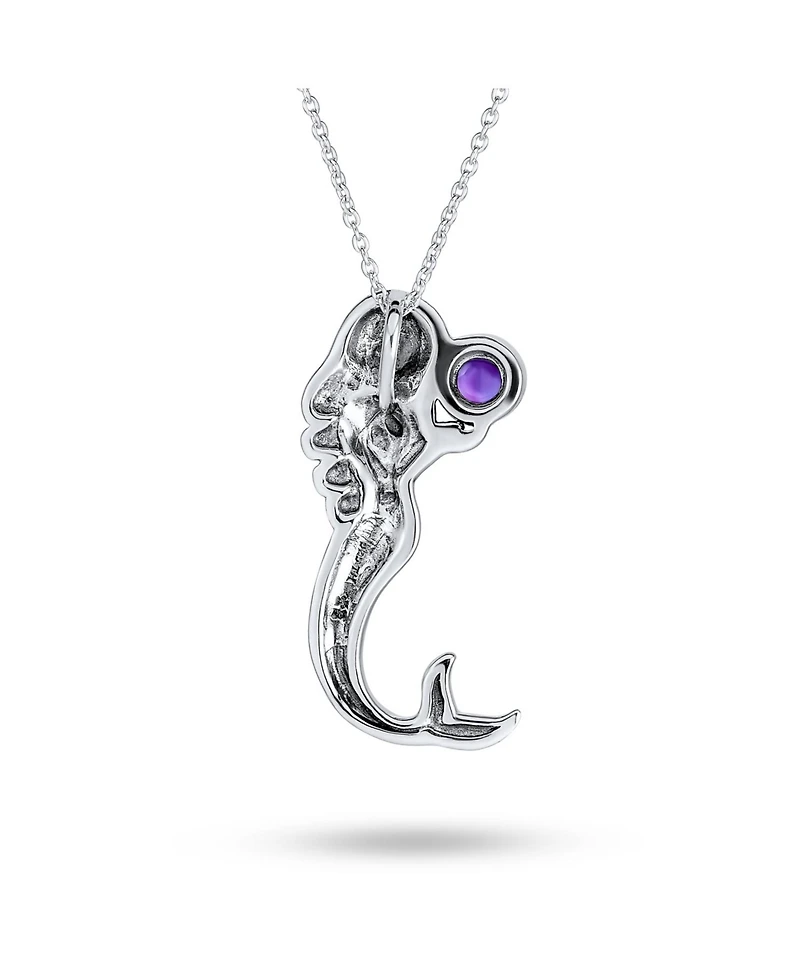 Bling Jewelry Nautical Translucent Color Changing Cz Celtic Knot Siren Mermaid Pendant Necklace Sterling Silver