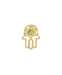Bling Jewelry Tiny Petite Judaic Jewelry Cz Accent14K Yellow Gold Hamsa Star Of David Judaic Cartilage Ear Lobe Piercing Stud Earring Bat Mitzvah Secu