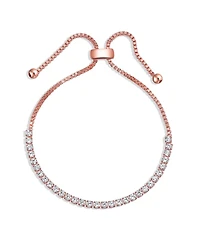 Bling Jewelry Cubic Zirconia Cz Slide Bolo Style Tennis Bracelet Rose Gold Silver Plated Brass Adjustable