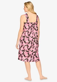 Dreams & Co. Plus Print Sleeveless Square Neck Lounger