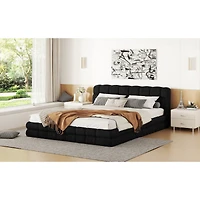 Streamdale Queen Size Upholstered Platform Bed, White