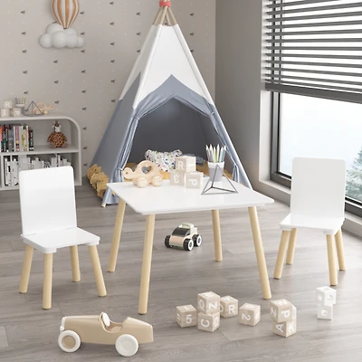 Streamdale Sturdy Kids Table and Chairs Set in White