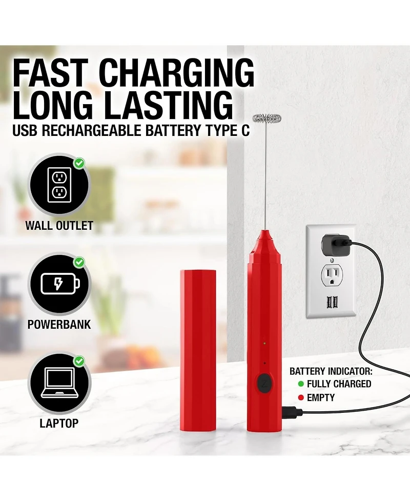 Zulay Kitchen Froth N Go Rechargeable Milk Frother with Case for Lattes