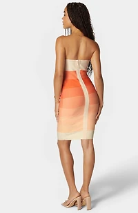 Bebe Women's Strapless Colorblock Bandage Midi