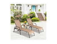 Slickblue Patio Heavy-Duty 5-Level Adjustable Chaise Lounge Chair-Brown