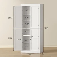 Homcom 72" Kitchen Pantry Storage Cabinet with 4 Doors, Wood Grain