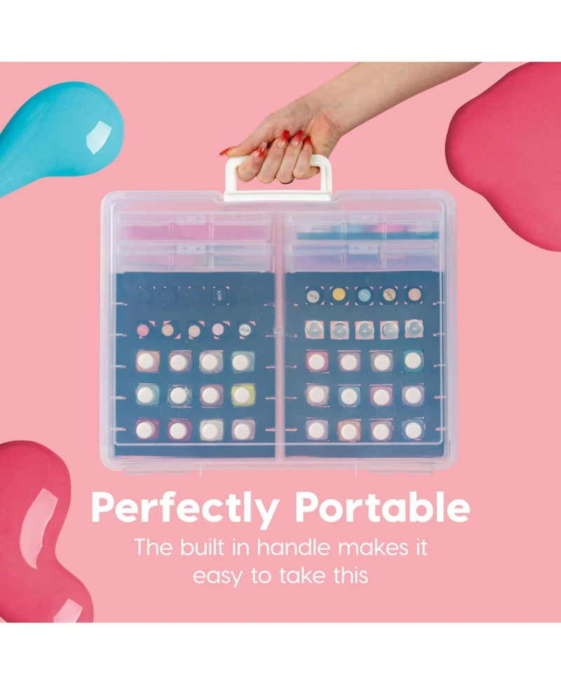Iris Usa 2 Pack Clear Nail Polish Organizer Case Storage Container with Handle for 44 Bottles, Clear