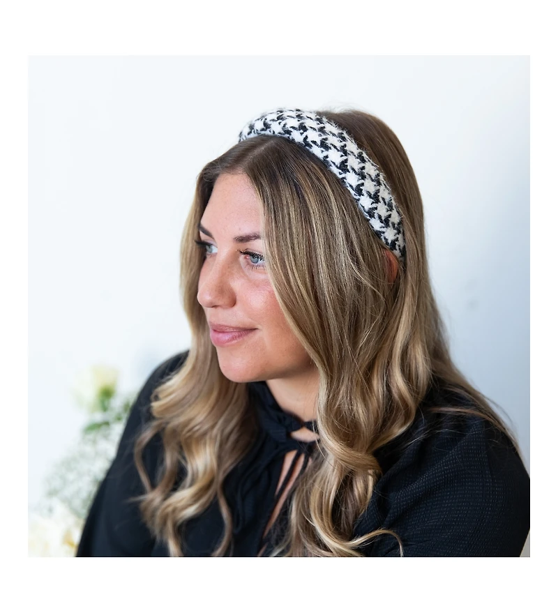 Padded Headband - Black Houndstooth