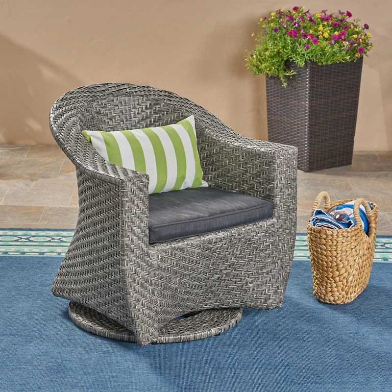 Streamdale Modern Wicker Swivel Chair Stylish, Comfortable, Water-Resistant