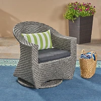 Streamdale Modern Wicker Swivel Chair Stylish, Comfortable, Water-Resistant