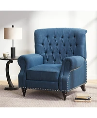 Streamdale Classic Style Navy Blue Fabric Push Back Chair