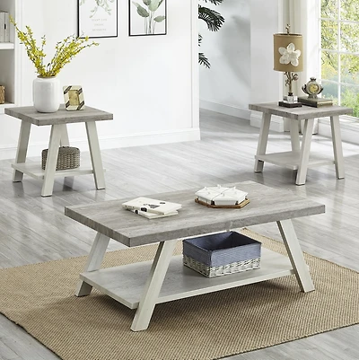 Streamdale 3-Piece Wood Coffee Table Set in Weathered Gray