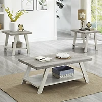 Streamdale 3-Piece Wood Coffee Table Set in Weathered Gray