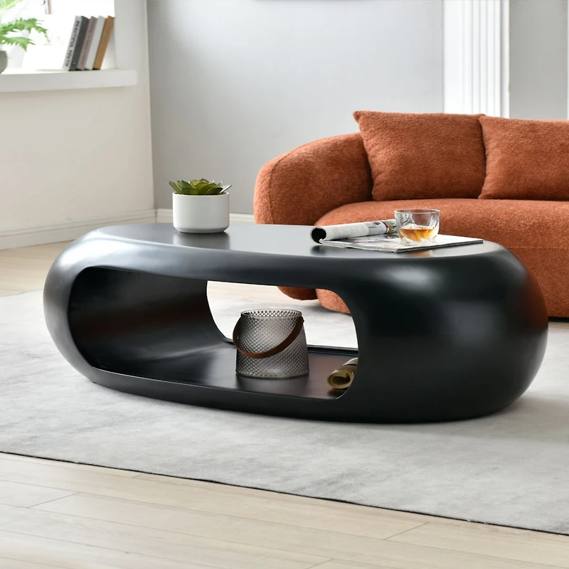 Streamdale Modern 48.42'' Fiberglass Oval Coffee Table (Black or White)