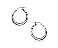 Bling Jewelry Simple Plain Circle Crescent Tapered Tube Hollow Puff Tube Round Hoop Earrings Sterling Silver