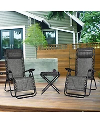 Inolait 3 Pieces Folding Portable Zero Gravity Reclining Lounge Chairs Table Set Outoor Conversation Sets
