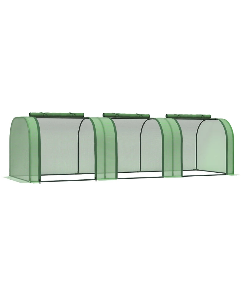 Outsunny Portable Tunneled house with 3 Zippe Doors, Pe Cover