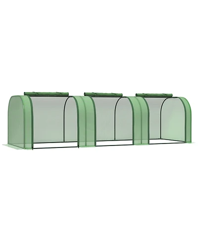 Outsunny Portable Tunneled house with 3 Zippe Doors, Pe Cover