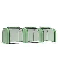 Outsunny Portable Tunneled house with 3 Zippe Doors, Pe Cover