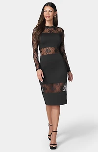 Bebe Women's Lace Inset Midi Dress