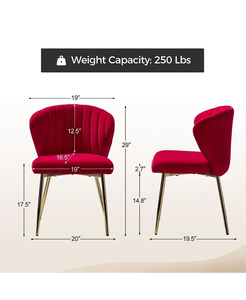 Modern Aruna Velvet Side Chair with Metal Legs