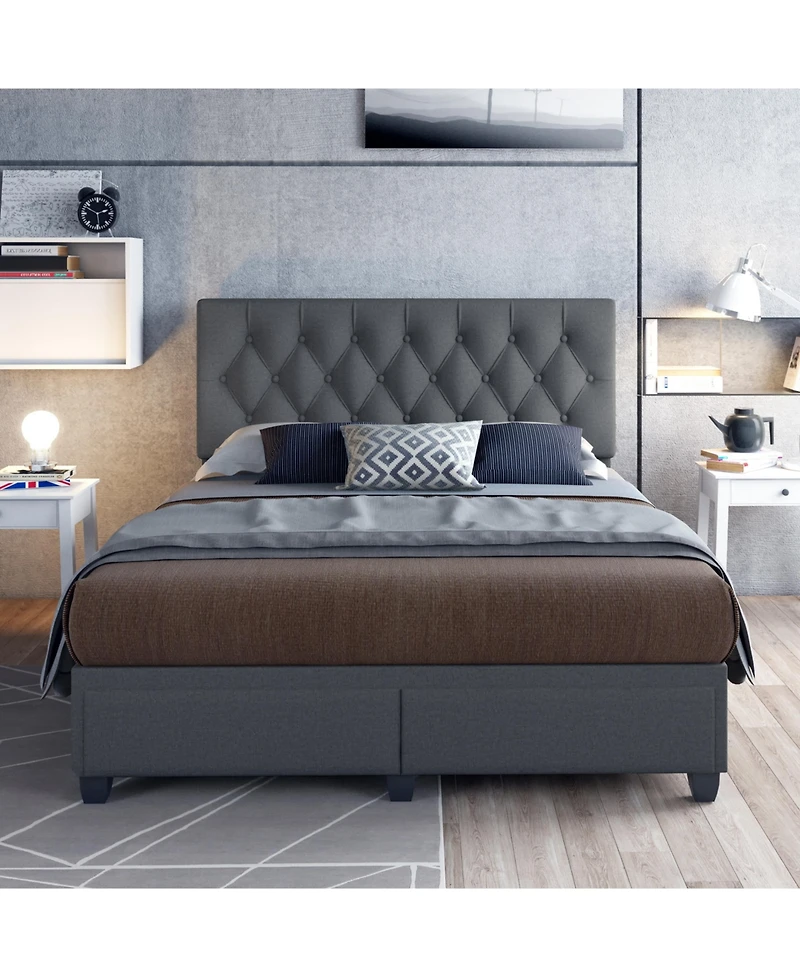 Boyd Sleep Boyd Salerno Upholstered Platform Bed Frame with Storage Drawers