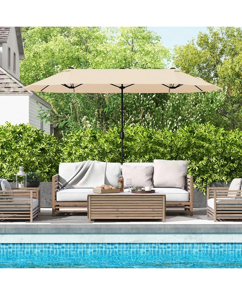 Double Sided Patio Table Umbrella with Crank Handle for Outdoor Shade
