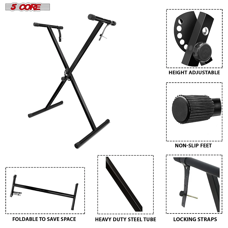 5 Core Keyboard Stand Digital Piano Riser Adjustable X Style Electric Key Board Casio Synth Holder