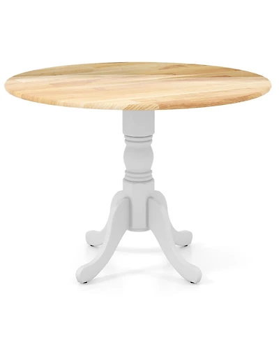 Round Wooden Dining Table with Curved Trestle Legs for Kitchen or Room