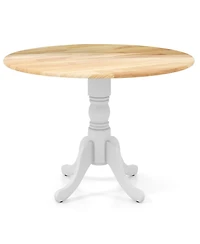 Round Wooden Dining Table with Curved Trestle Legs for Kitchen or Room