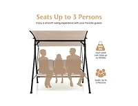 Slickblue 3-Person Outdoor Patio Porch Swing with Adjustable Canopy and 900 Lbs Weight Capacity
